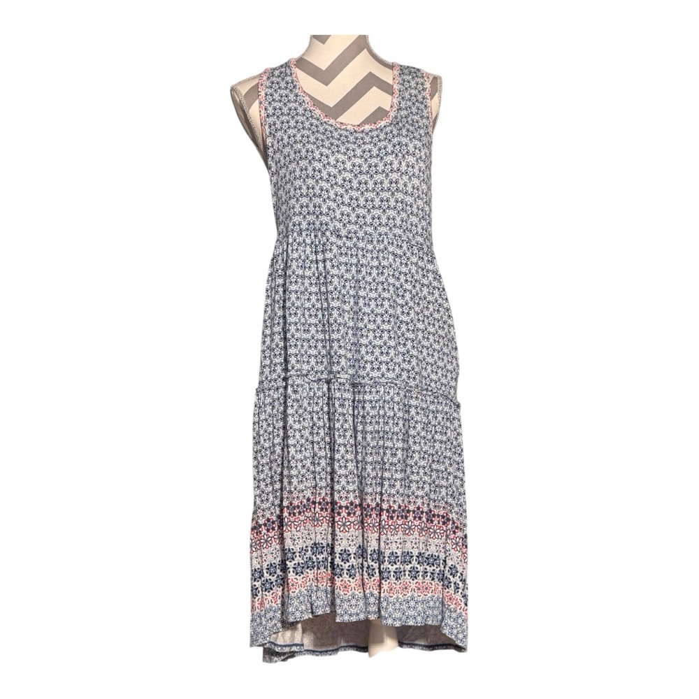 Floral Sleeveless Blue Dress